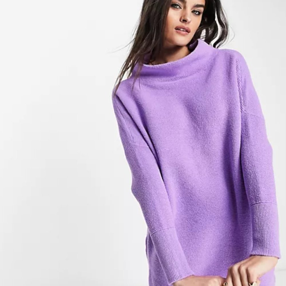 Free People Purple Cowl Neck Sweater